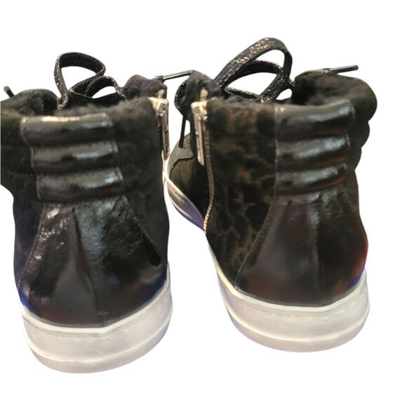 P448 Skater Womens Sneaker Black Brown Faux Leather Handmade Italy US 8.5 NIB - Picture 7 of 15